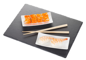 Sushi maki and shrimp sushi