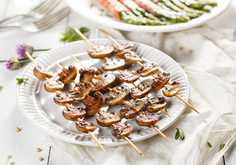 Grilled mushroom skewers