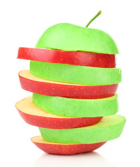 Fototapeta na wymiar Sliced apple isolated on white