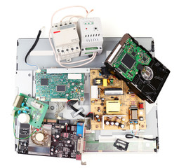 Electronic waste isolated on white