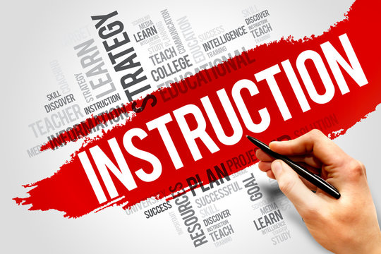 INSTRUCTION word cloud, education concept