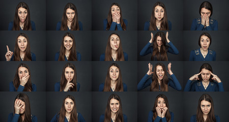 One girl - many faces. Young beautiful girl