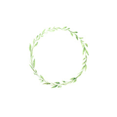Hand drawn watercolor green wreath isolated © polinaloves