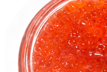 red caviar on a white background