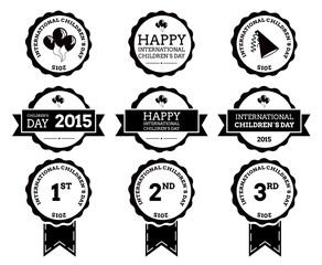 International children`s day ribbons vector flat design