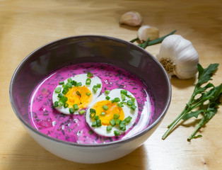 Cold beetroot soup with egg (chłodnik litewski) 
