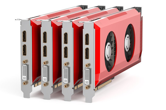 set of red video cards