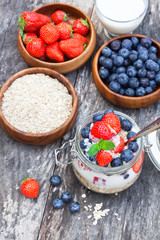 fresh yogurt with oat flakes and berries