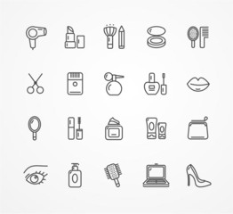 Vector beauty outline icon set