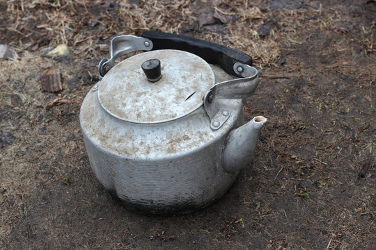 Old aluminum kettle