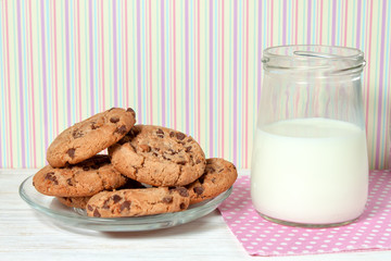  jar of milk and tasty cookies