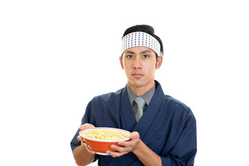 仕事中のラーメン職人