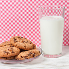 Tasty cookies and glass of milk 