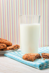 Tasty cookies and glass of milk 