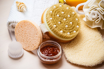 Set for care of skin body, bath accessories