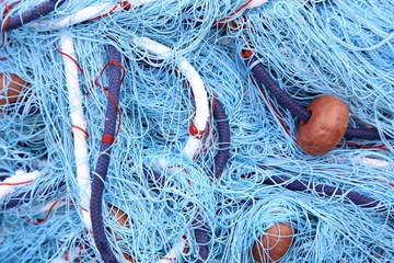 Fotobehang Details of sea rope fishing nets © Vladimir Mucibabic