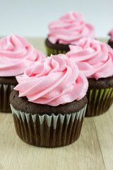 Chocolate Cupcakes with pink icing