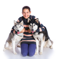 Girl with her Husky