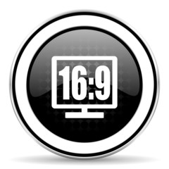 16 9 display icon, black chrome button