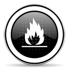 flame icon, black chrome button