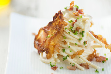 Pasta carbonara with bacon