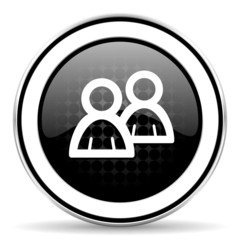 forum icon, black chrome button, people sign