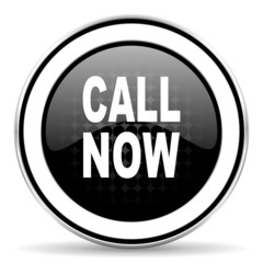 call now icon, black chrome button