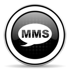 mms icon, black chrome button, message sign