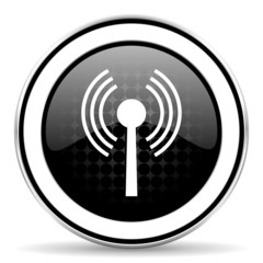 wifi icon, black chrome button, wireless network sign