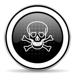 skull icon, black chrome button, death sign