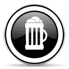 beer icon, black chrome button, mug sign