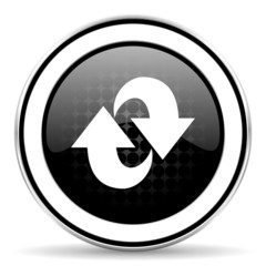 rotation icon, black chrome button, refresh sign