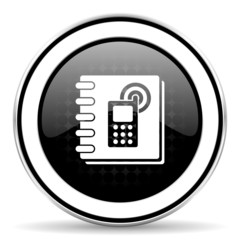 phonebook icon, black chrome button