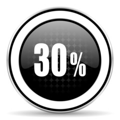 30 percent icon, black chrome button, sale sign