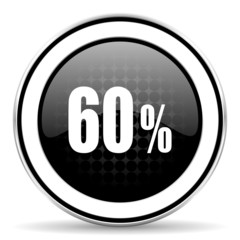 60 percent icon, black chrome button, sale sign