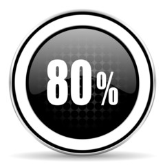 80 percent icon, black chrome button, sale sign