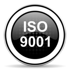 iso 9001 icon, black chrome button
