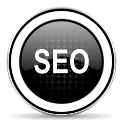seo icon, black chrome button