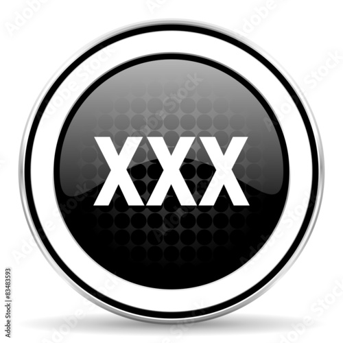 xxx icon, black chrome button, porn sign\