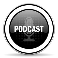 podcast icon, black chrome button
