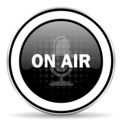on air icon, black chrome button