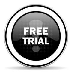 free trial icon, black chrome button