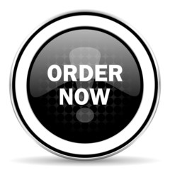 order now icon, black chrome button
