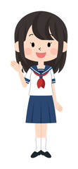 女子・学生〈セーラー服・夏〉全身2