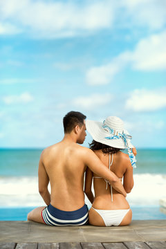 Couple on a tropical beach at Bali