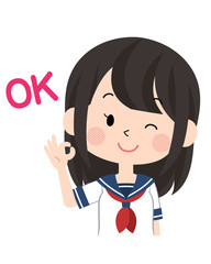 女子・学生〈セーラー服・夏〉6