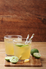 cold gold soft drink from lime and honey