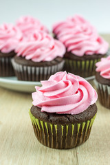 Chocolate Cupcakes with pink icing