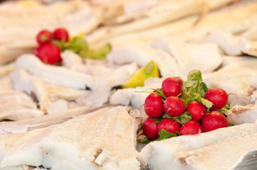 Radishes and on stock fish