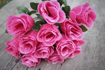 Beautiful vintage roses of artificial flowers